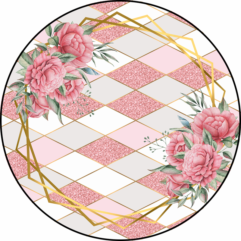 Capa Painel Redondo Mesa Floral Sublimado C/ Elástico 50×50Cm 08