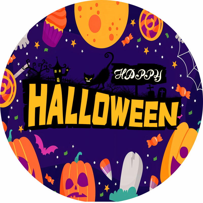 Capa Painel Redondo Mesa Halloween Sublimado C/ Elástico 50×50Cm 01