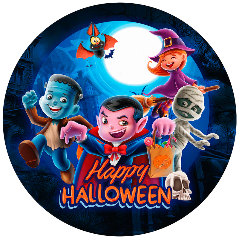 Capa Painel Redondo Mesa Halloween Sublimado C/ Elástico 50×50Cm 06