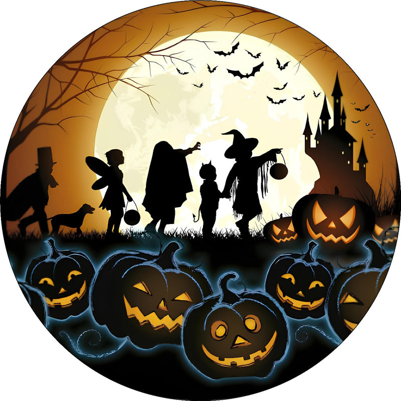 Capa Painel Redondo Mesa Halloween Sublimado C/ Elástico 50×50Cm 07