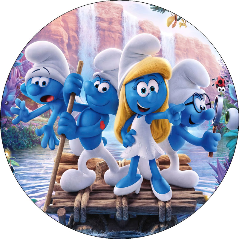 Capa Painel Redondo Mesa Smurf Sublimado C/ Elástico 50×50Cm 02