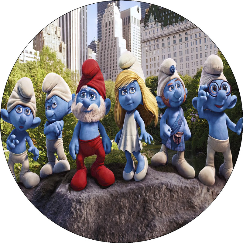 Capa Painel Redondo Mesa Smurf Sublimado C/ Elástico 50×50Cm 01