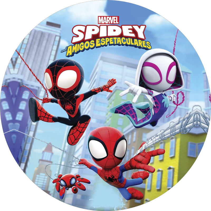 Capa Painel Redondo Mesa Spidey seus Amigos Sublimado C/ Elástico 50×50Cm 03