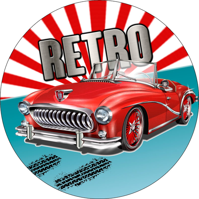 Capa Painel Redondo Mesa Carro Retrô Sublimado C/ Elástico 50×50Cm 01