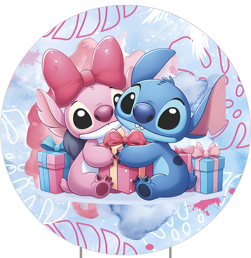 Capa Painel Redondo Mesa Lilo & Stitch Sublimado C/ Elástico 50×50Cm 01