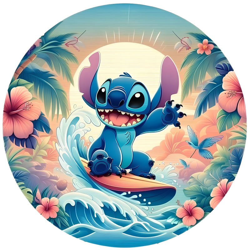 Capa Painel Redondo Mesa Lilo & Stitch Sublimado C/ Elástico 50×50Cm 02