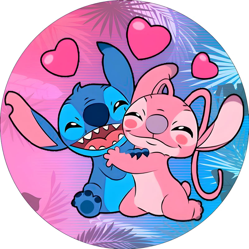 Capa Painel Redondo Mesa Lilo & Stitch Sublimado C/ Elástico 50×50Cm 03