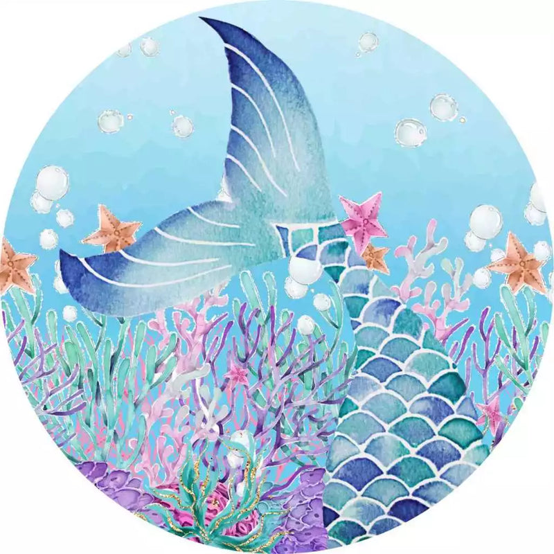 Painel Redondo Tecido Sublimado 3D Sereia CRD - 432