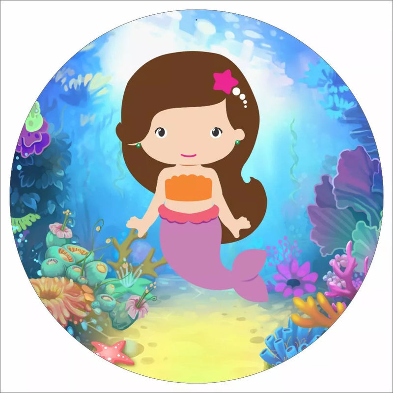 Painel Redondo Tecido Sublimado 3D Sereia CRD - 433