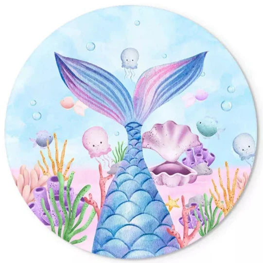 Painel Redondo Tecido Sublimado 3D Sereia CRD - 438