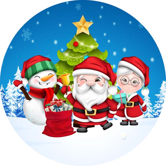 Painel Redondo Tecido Sublimado 3D Natal CRD - 346
