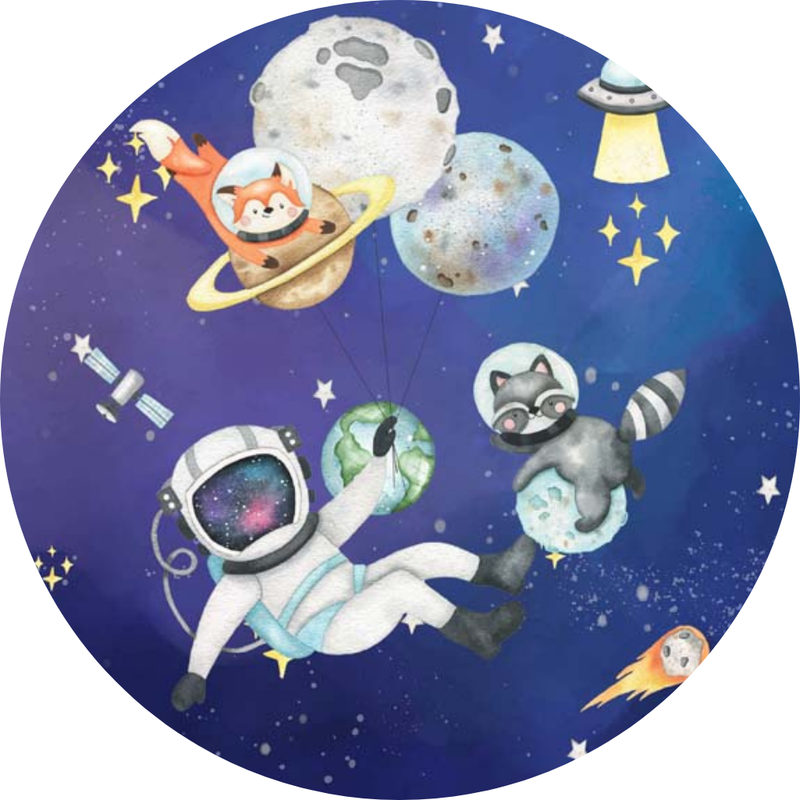 Painel Redondo Tecido Sublimado 3D Astronauta CRD - 184
