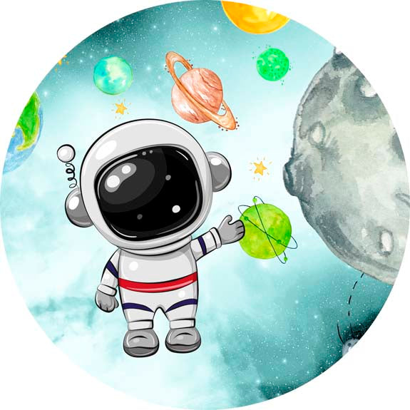 Painel Redondo Tecido Sublimado 3D Astronauta CRD - 186