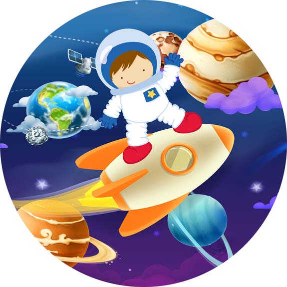 Painel Redondo Tecido Sublimado 3D Astronauta CRD - 190