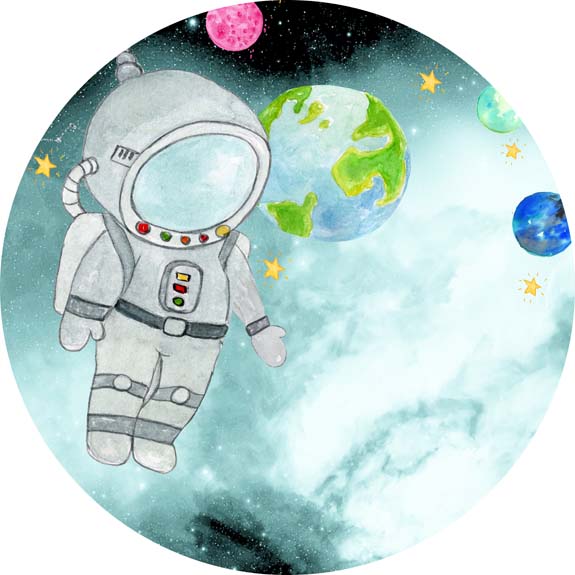 Painel Redondo Tecido Sublimado 3D Astronauta CRD - 191
