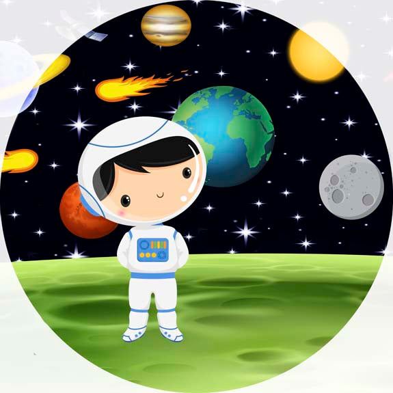 Painel Redondo Tecido Sublimado 3D Astronauta CRD - 192