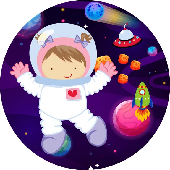 Painel Redondo Tecido Sublimado 3D Astronauta CRD - 189