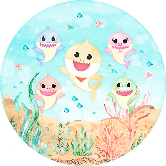 Painel Redondo Tecido Sublimado 3D Baby Shark CRD - 205