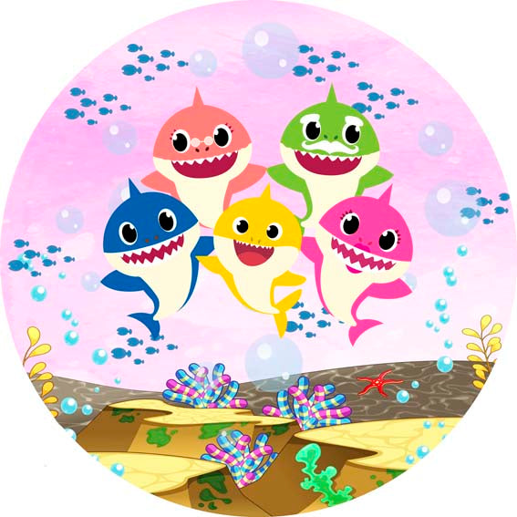Painel Redondo Tecido Sublimado 3D Baby Shark CRD - 206