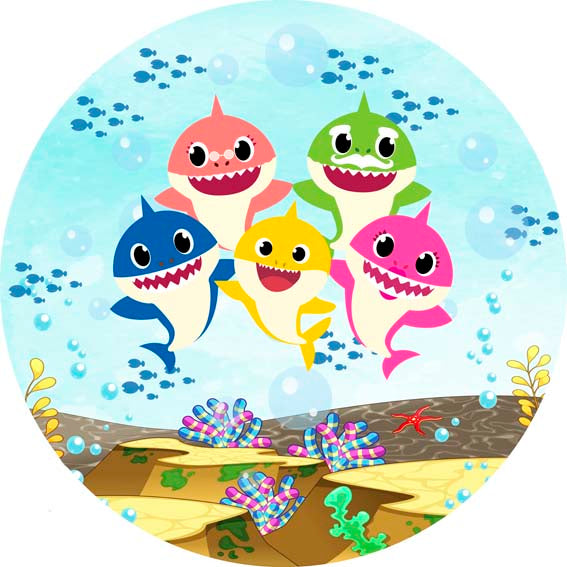 Painel Redondo Tecido Sublimado 3D Baby Shark CRD - 207