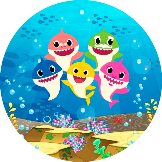 Painel Redondo Tecido Sublimado 3D Baby Shark CRD - 208