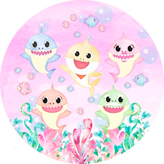 Painel Redondo Tecido Sublimado 3D Baby Shark CRD - 209