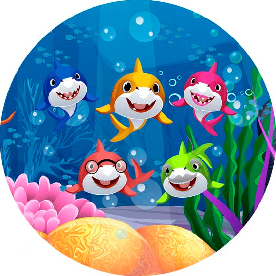 Painel Redondo Tecido Sublimado 3D Baby Shark CRD - 211