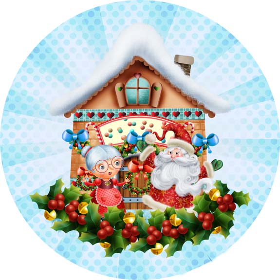 Painel Redondo Tecido Sublimado 3D Natal CRD - 348