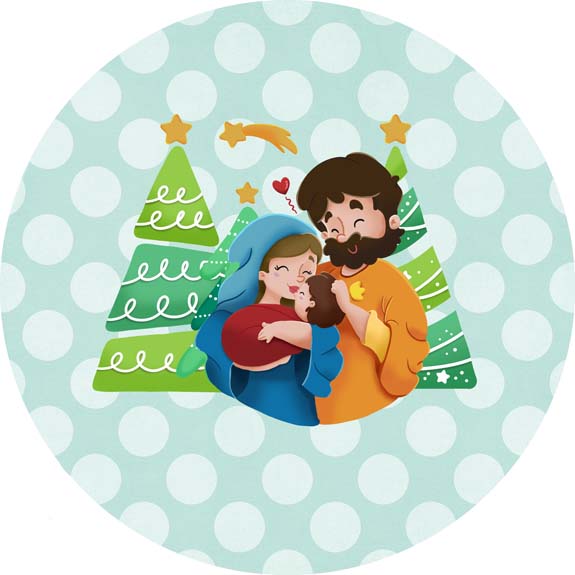 Painel Redondo Tecido Sublimado 3D Natal CRD - 354