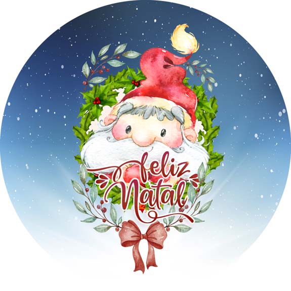 Painel Redondo Tecido Sublimado 3D Natal CRD - 356
