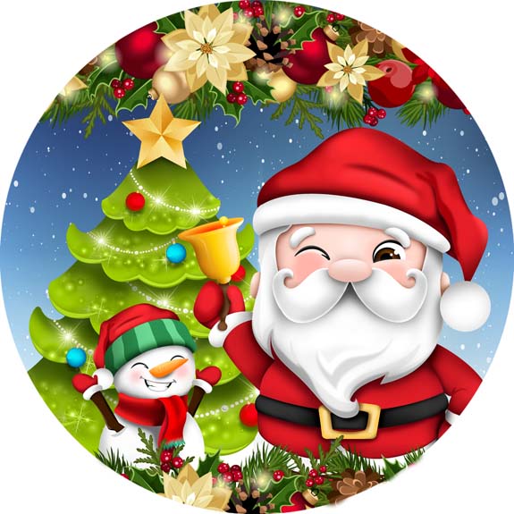 Painel Redondo Tecido Sublimado 3D Natal CRD - 357
