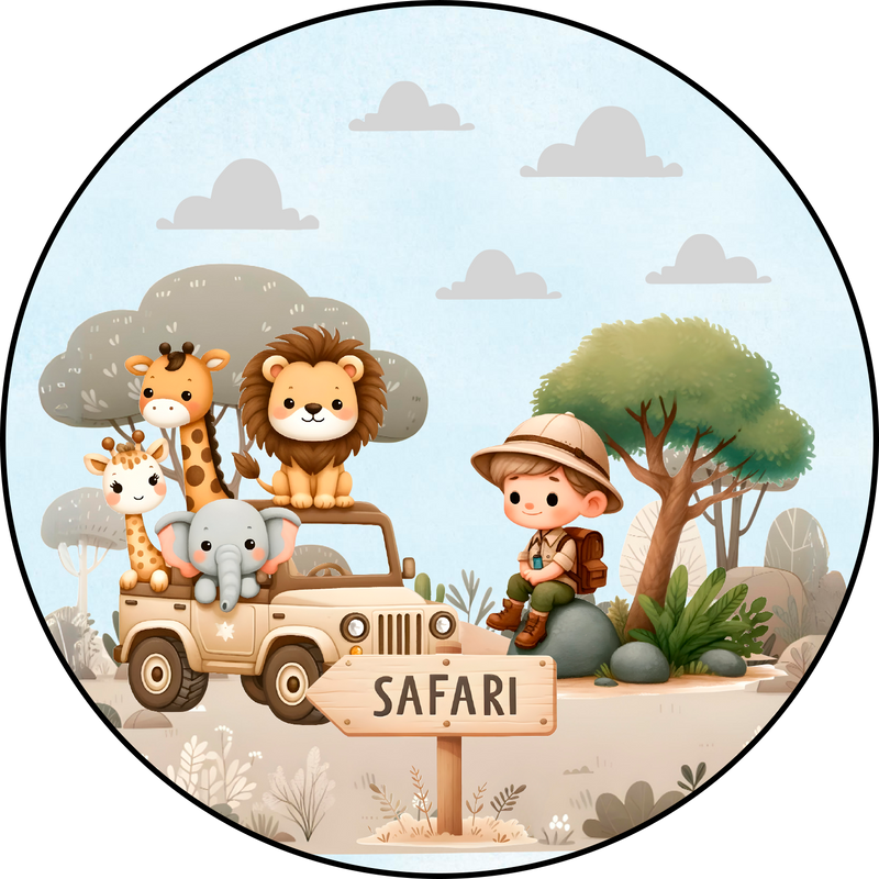 Capa Painel Redondo Mesa Safari Sublimado C/ Elástico 50×50Cm 09