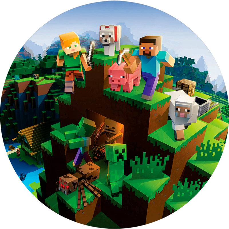 Capa Painel Redondo Mesa Minecraft Sublimado C/ Elástico 50×50Cm 03