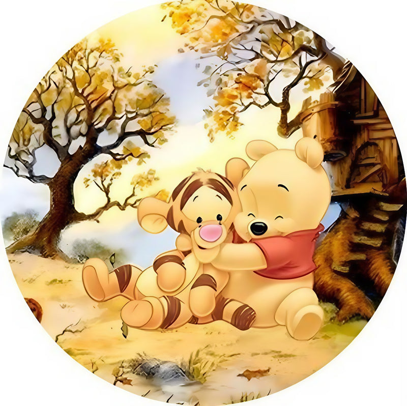 Capa Painel Redondo Mesa Ursinho Pooh Sublimado C/ Elástico 50×50Cm 03