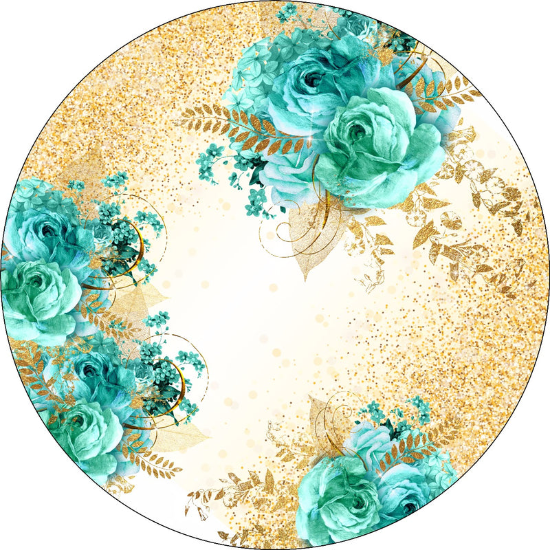 Capa Painel Redondo Mesa Floral Sublimado C/ Elástico 50×50Cm 04
