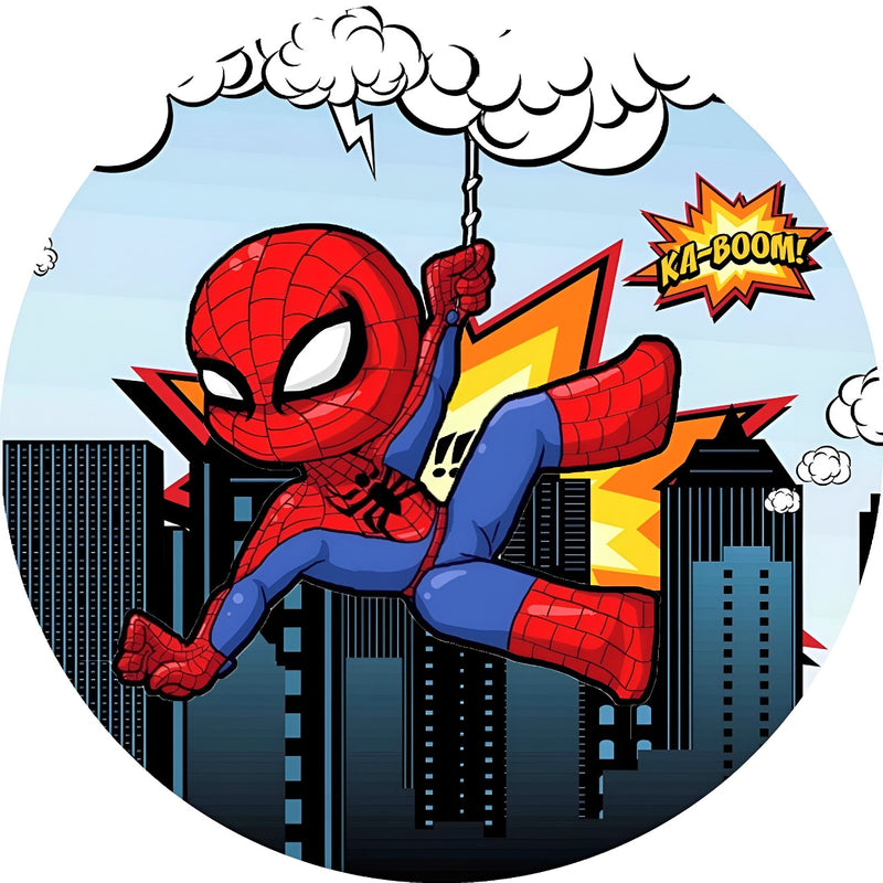 Capa Painel Redondo Mesa Homem Aranha Sublimado C/ Elástico 50×50Cm 02