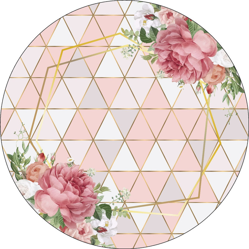Capa Painel Redondo Mesa Floral Sublimado C/ Elástico 50×50Cm 14