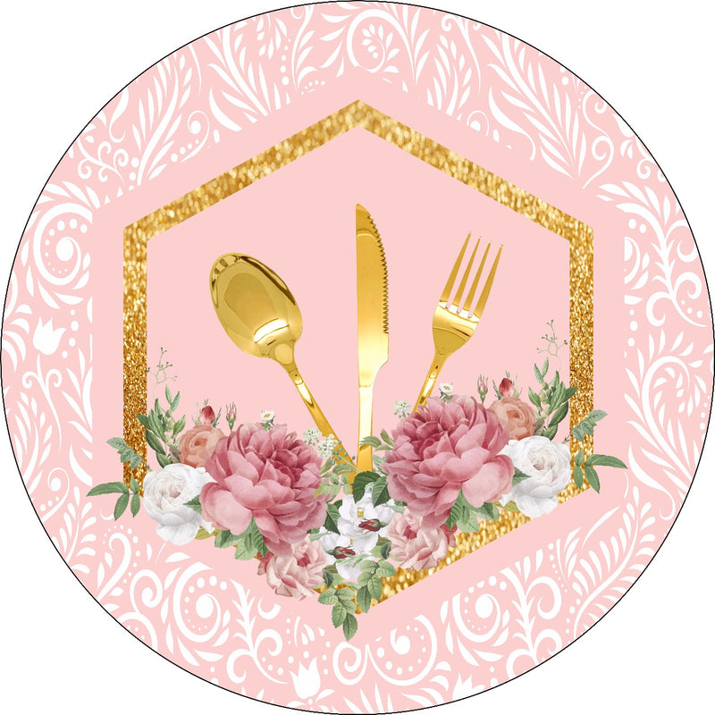 Capa Painel Redondo Mesa Chá de Cozinha Sublimado C/ Elástico 50×50Cm 03