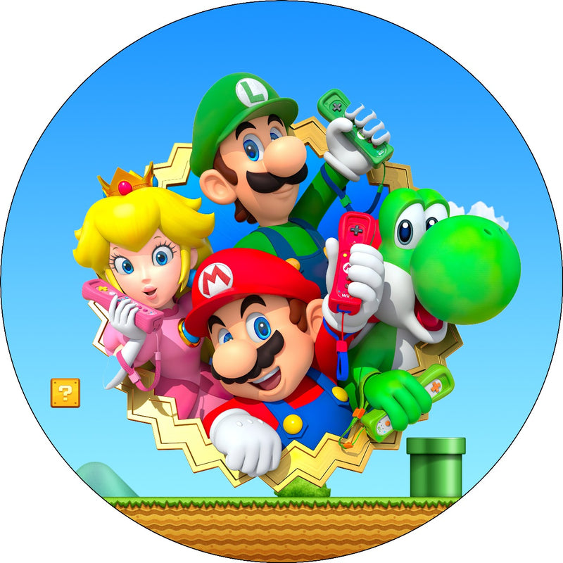 Capa Painel Redondo Mesa Super Mario Sublimado C/ Elástico 50×50Cm 02