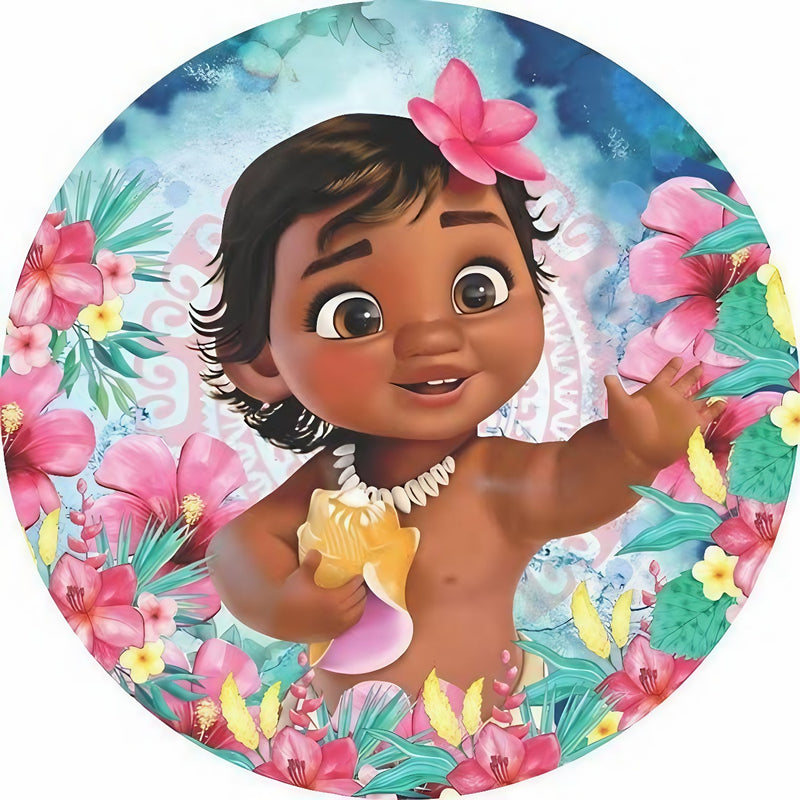 Capa Painel Redondo Mesa Moana Baby Sublimado C/ Elástico 50×50Cm 01