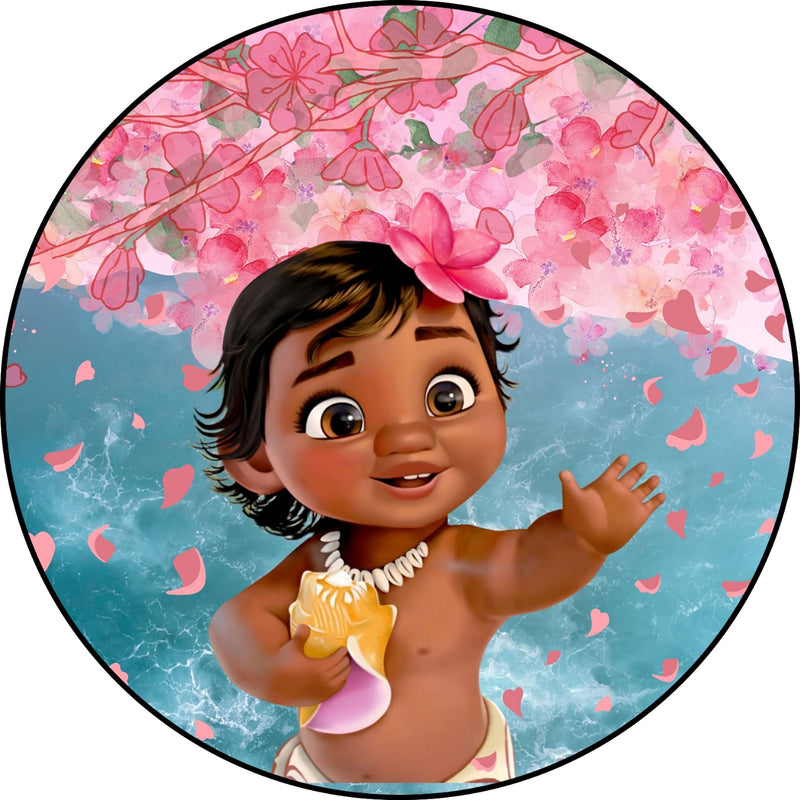 Capa Painel Redondo Mesa Moana Baby Sublimado C/ Elástico 50×50Cm 05