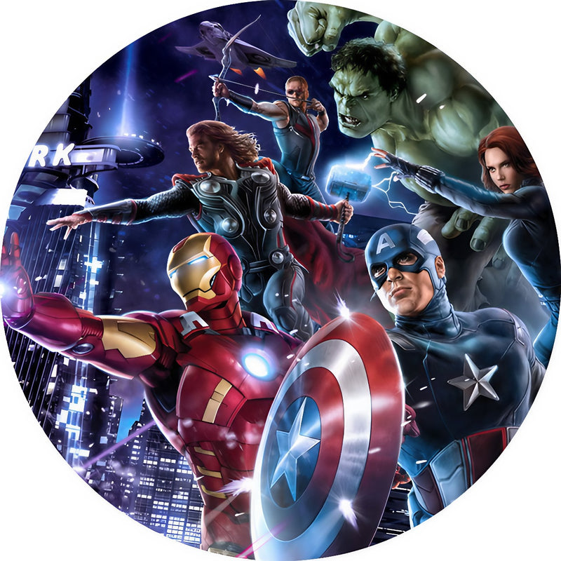 Capa Painel Redondo Mesa Vingadores Sublimado C/ Elástico 50×50Cm 16