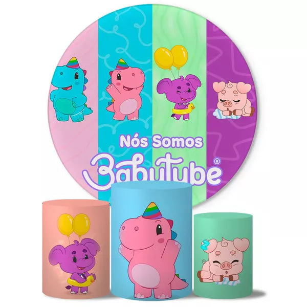 Kit Painel Redondo e Trio Capas Cilindro Sublimado Babytube