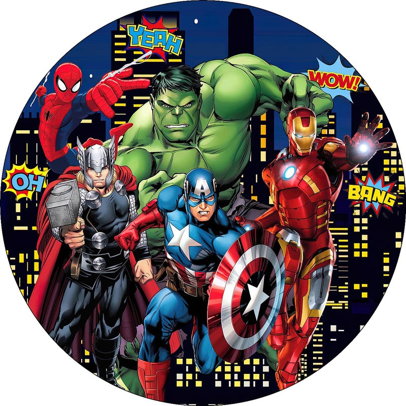 Capa Painel Redondo Mesa Vingadores Sublimado C/ Elástico 50×50Cm 13