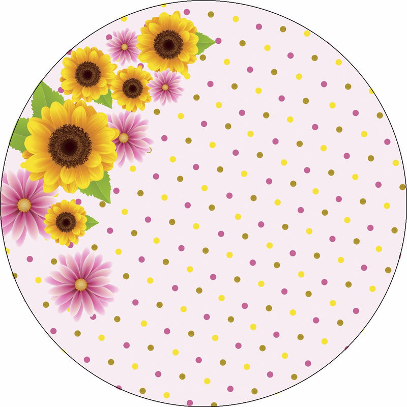 Capa Painel Redondo Mesa Floral Sublimado C/ Elástico 50×50Cm 20
