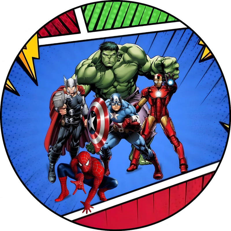 Capa Painel Redondo Mesa Vingadores Sublimado C/ Elástico 50×50Cm 03