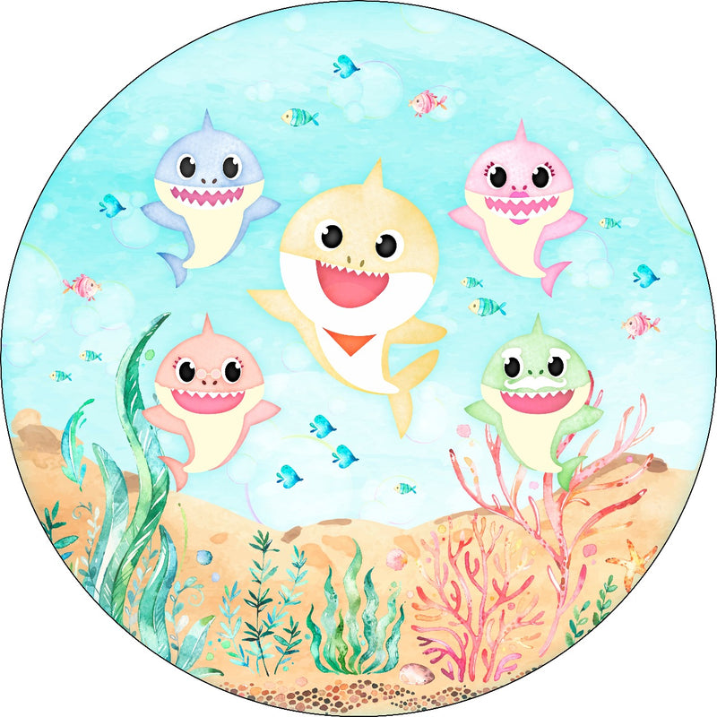 Capa Painel Redondo Mesa Baby Shark Sublimado C/ Elástico 50×50Cm 02