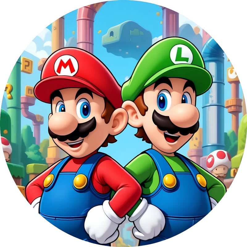 Capa Painel Redondo Mesa Super Mario Sublimado C/ Elástico 50×50Cm 01