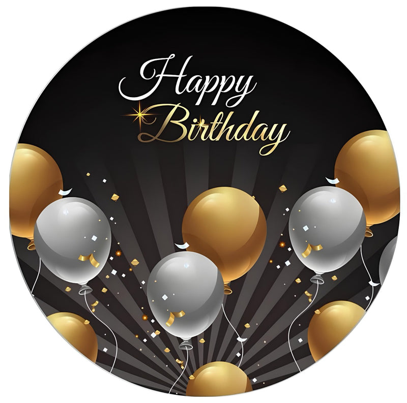 Capa Painel Redondo Mesa Happy Birthday Sublimado C/ Elástico 50×50Cm 03