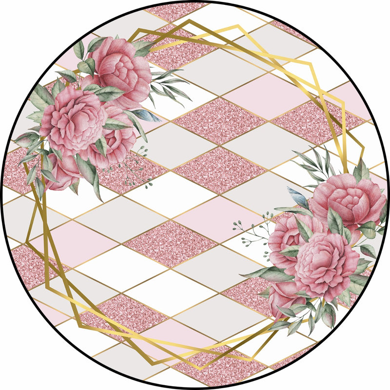 Capa Painel Redondo Mesa Floral Sublimado C/ Elástico 50×50Cm 26